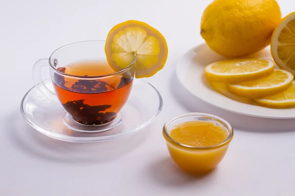 Delicious black tea in glass cup — Stock Photo, Image