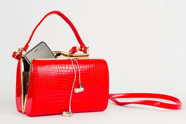 Červené lakované kabelky. — Stock fotografie