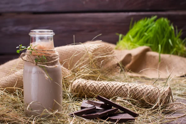 Natural chocolate milkshake with chocolate. — Stock Photo, Image