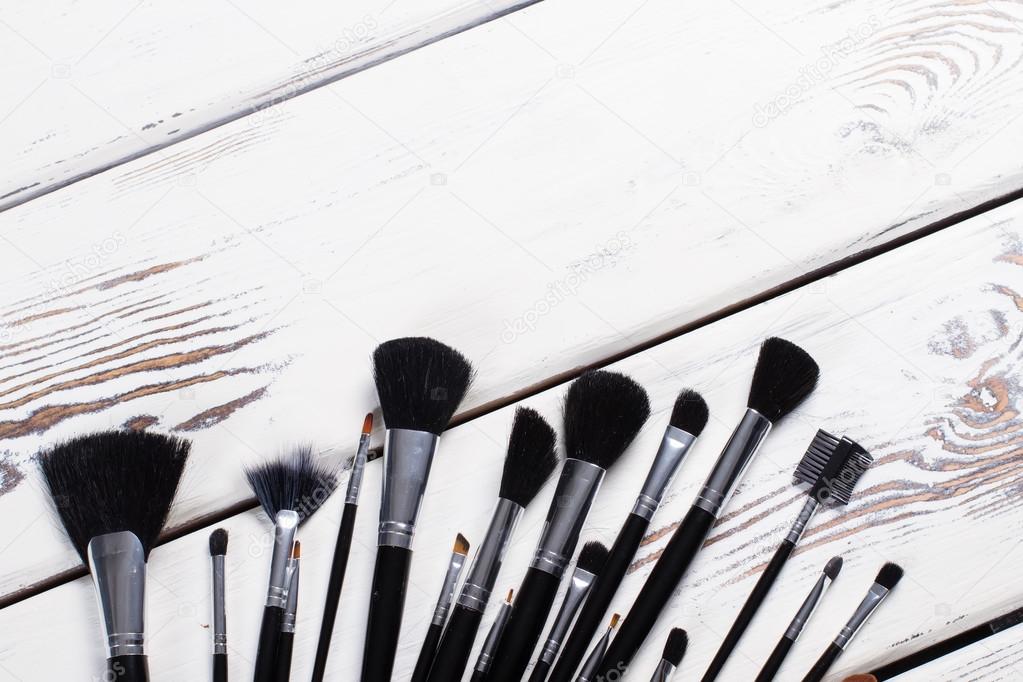 Black natural makeup brushes.