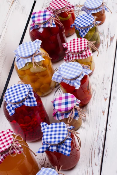 Glass jars with preservation. — Stock Photo, Image