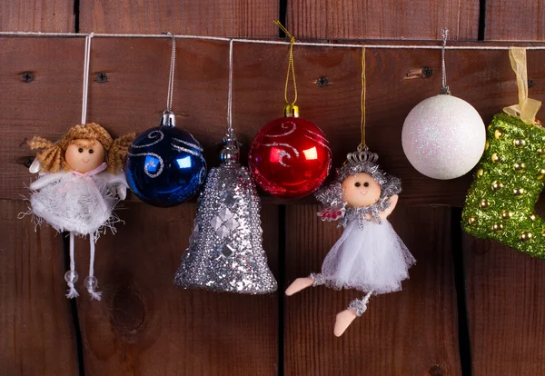 Kerstballen, feeën en speelgoed. — Stockfoto