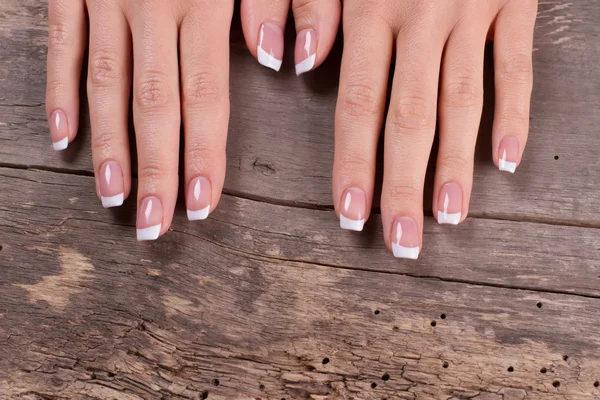 Advertising of french manicure for beauty salon. — Stock Photo, Image
