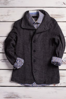 Kareli gömlek örme kazak.