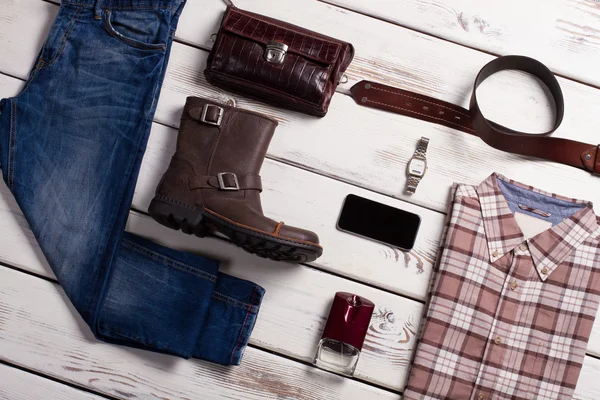 Clothes and accessories of stylish man.