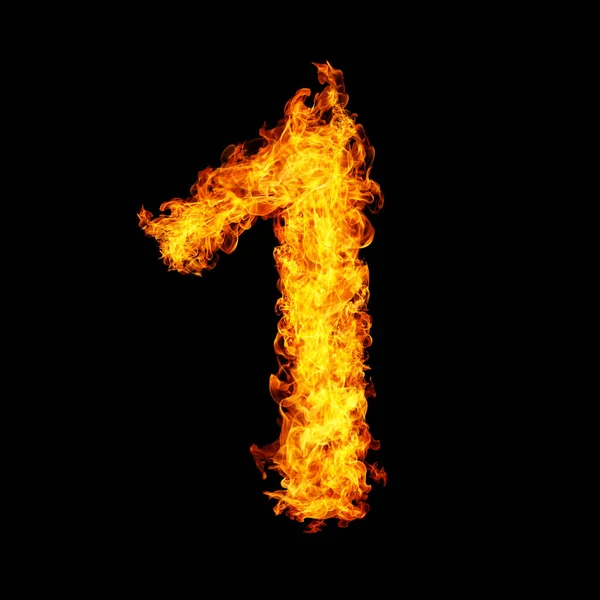 Number One Made Fire Flame — Stock Photo, Image