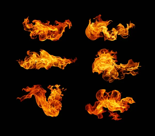 High Resolution Fire Collection Isolated Black Background — Stock Photo, Image