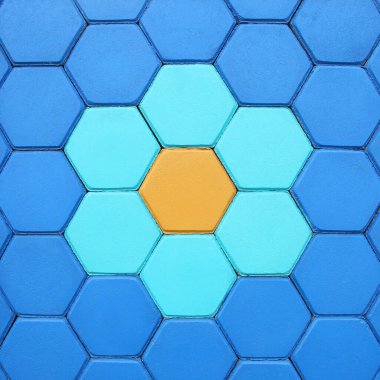 Renkli altıgen tuğla döşeme arkaplanı 