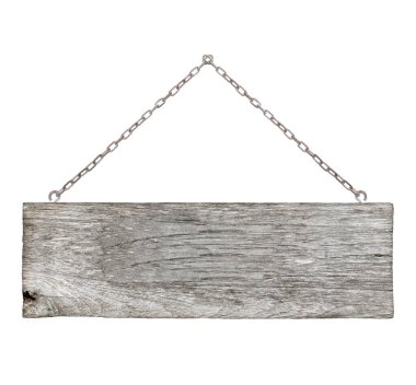 Beyaz bir zincirin ahşap işareti.