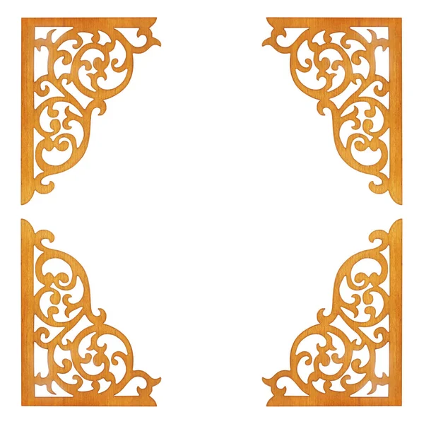 Muster Der Blume Geschnitzt Rahmen Auf Weißem Hintergrund — Stockfoto