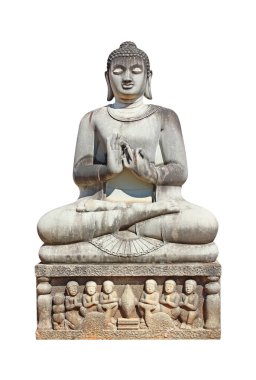 Beyaz arkaplanda Eski Taş Buda
