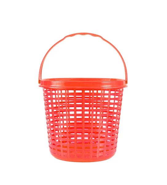 Red Plastic Basket Isolated White Background — Stock Photo, Image
