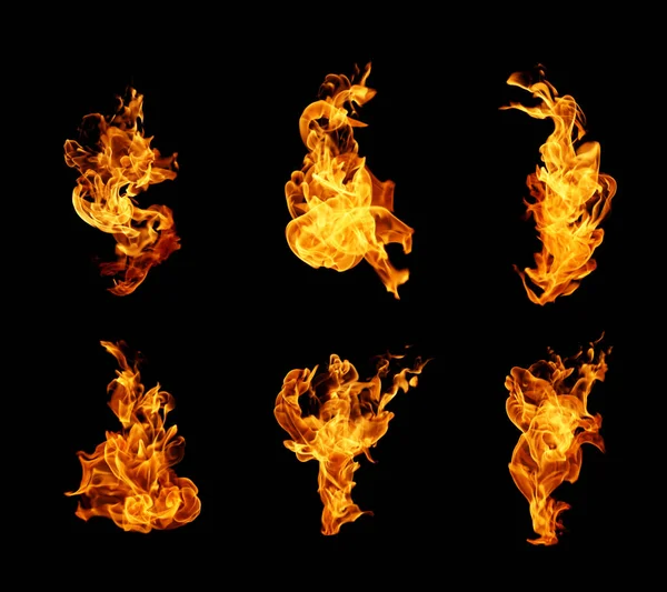 Hochauflösende Feuersammlung Isoliert Auf Schwarzem Hintergrund — Stockfoto