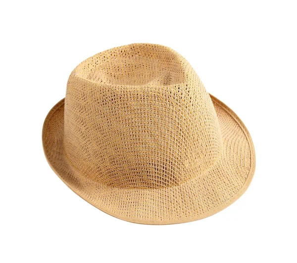 Beyaz arka planda izole edilmiş oldukça saman şapka