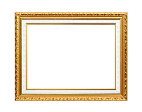 Złoty Obraz Ramka Izolacja Białym Tle — Zdjęcie stockowe
