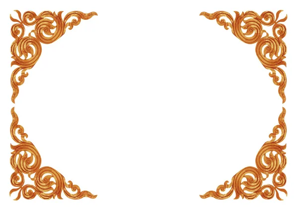 Muster Des Holzrahmens Geschnitzt Auf Weißem Hintergrund — Stockfoto