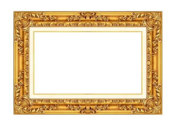 Antieke Gouden Frame Geïsoleerd Witte Achtergrond — Stockfoto