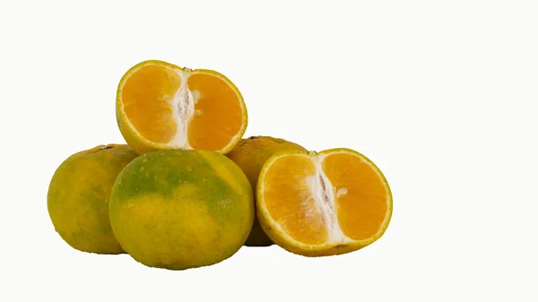 Many Green Oranges Thai Fruit White Background — Stock Photo, Image