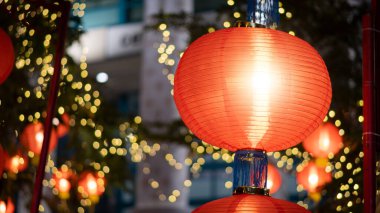Kırmızı fenerler, Çin Yeni Yılı 'nda ağaçlara güzel ışık saçan Çin fenerleri..