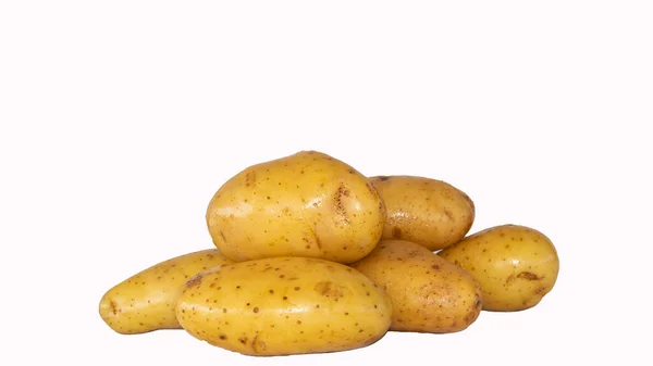 Een Stapel Rauwe Aardappelen Witte Achtergrond — Stockfoto