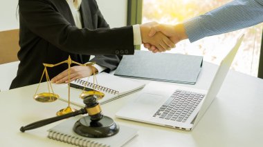 İş kadını avukat ya da hâkim, müvekkillerle, hukuki kavramlarla ve hukuki hizmetlerle yapılan takım toplantısına danışmanlık yapar..