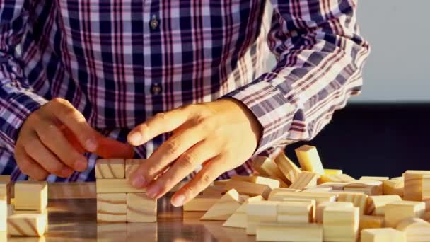 Investice Rizika Dřevěné Tvárnice Stavební Výkresy Stavební Podnikatelské Nápady — Stock video