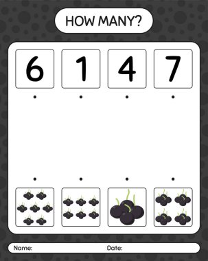 Kaç tane çiğ tanesiyle sayma oyunu. Anaokulu öğrencileri için çalışma listesi, aktivite listesi, basılabilir çalışma listesi