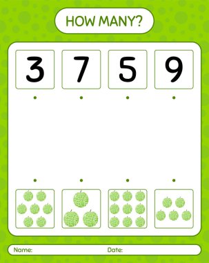 Kavunla kaç tane sayma oyunu. Anaokulu öğrencileri için çalışma listesi, aktivite listesi, basılabilir çalışma listesi