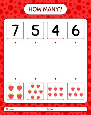 Ahududulu kaç tane sayma oyunu. Anaokulu çocukları için çalışma listesi, aktivite listesi, yazdırılabilir çalışma tablosu