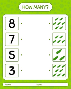 Salatalıkla kaç tane sayma oyunu. Anaokulu çocukları için çalışma listesi, aktivite listesi, yazdırılabilir çalışma tablosu