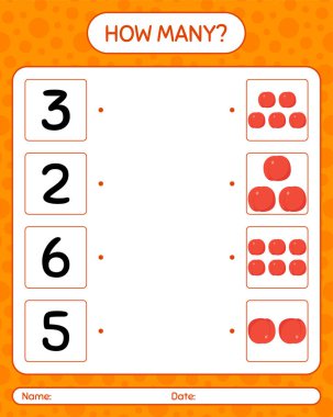 Nektarinle kaç tane sayma oyunu var? Anaokulu çocukları için çalışma listesi, aktivite listesi, yazdırılabilir çalışma tablosu