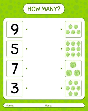 Kavunla kaç tane sayma oyunu. Anaokulu çocukları için çalışma listesi, aktivite listesi, yazdırılabilir çalışma tablosu