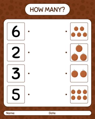 Kadife elmayla kaç tane sayma oyunu. Anaokulu çocukları için çalışma listesi, aktivite listesi, yazdırılabilir çalışma tablosu