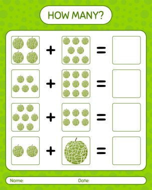 Kavunlu kaç tane sayma oyunu. Anaokulu öğrencileri için çalışma listesi, aktivite listesi, basılabilir çalışma listesi