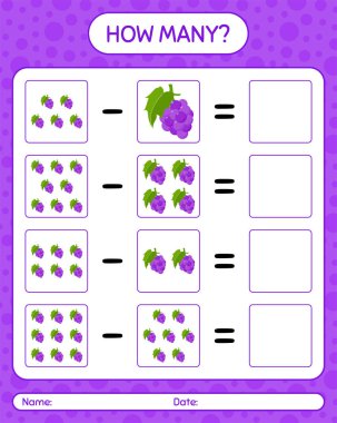 Kaç tane oyun üzümü var? Anaokulu öğrencileri için çalışma listesi, aktivite listesi, basılabilir çalışma listesi