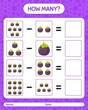 Kaç tane sayma oyunu mangosteen. Anaokulu çocukları için çalışma listesi, aktivite listesi, yazdırılabilir çalışma tablosu