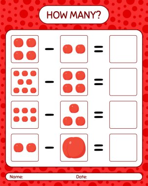 Kaç tane sayma oyunu nektarini var? Anaokulu çocukları için çalışma listesi, aktivite listesi, yazdırılabilir çalışma tablosu