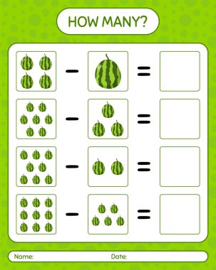 Kaç tane sayma oyunu karpuzu. Anaokulu çocukları için çalışma listesi, aktivite listesi, yazdırılabilir çalışma tablosu