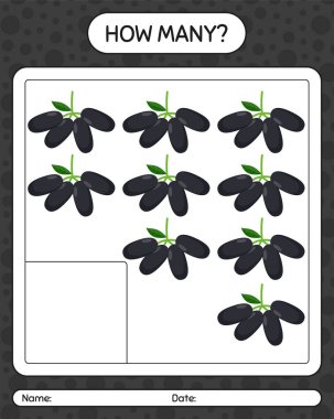 Jambolan 'la kaç tane sayma oyunu var? Anaokulu çocukları için çalışma listesi, aktivite listesi, yazdırılabilir çalışma tablosu