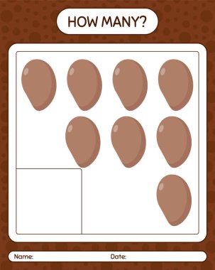 Sapotla kaç tane sayma oyunu var? Anaokulu çocukları için çalışma listesi, aktivite listesi, yazdırılabilir çalışma tablosu