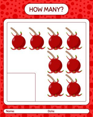 Ugni ile kaç tane sayma oyunu var? Anaokulu çocukları için çalışma listesi, aktivite listesi, yazdırılabilir çalışma tablosu