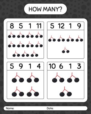 Yaşlı böğürtlenli kaç tane sayma oyunu var? Anaokulu çocukları için çalışma listesi, aktivite listesi, yazdırılabilir çalışma tablosu