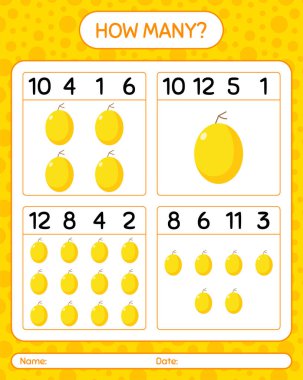 Ballı kavunla kaç tane sayma oyunu. Anaokulu çocukları için çalışma listesi, aktivite listesi, yazdırılabilir çalışma tablosu