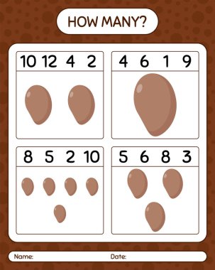 Sapotla kaç tane sayma oyunu var? Anaokulu çocukları için çalışma listesi, aktivite listesi, yazdırılabilir çalışma tablosu