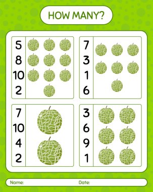 Kavunlu kaç tane sayma oyunu. Anaokulu öğrencileri için çalışma listesi, aktivite listesi, basılabilir çalışma listesi