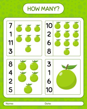 Guava ile kaç tane sayma oyunu var? Anaokulu çocukları için çalışma listesi, aktivite listesi, yazdırılabilir çalışma tablosu