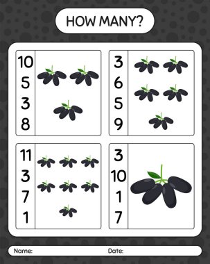 Jambolan 'la kaç tane sayma oyunu var? Anaokulu çocukları için çalışma listesi, aktivite listesi, yazdırılabilir çalışma tablosu