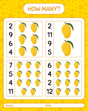 Mangolu kaç tane sayma oyunu var? Anaokulu çocukları için çalışma listesi, aktivite listesi, yazdırılabilir çalışma tablosu