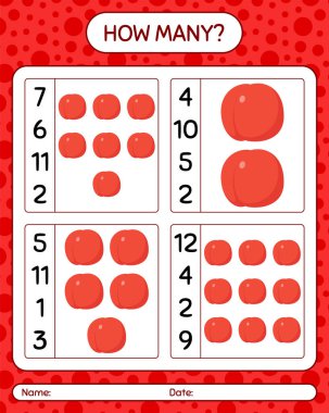 Nektarinle kaç tane sayma oyunu var? Anaokulu çocukları için çalışma listesi, aktivite listesi, yazdırılabilir çalışma tablosu