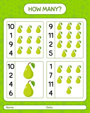Armutla kaç tane sayma oyunu var? Anaokulu çocukları için çalışma listesi, aktivite listesi, yazdırılabilir çalışma tablosu